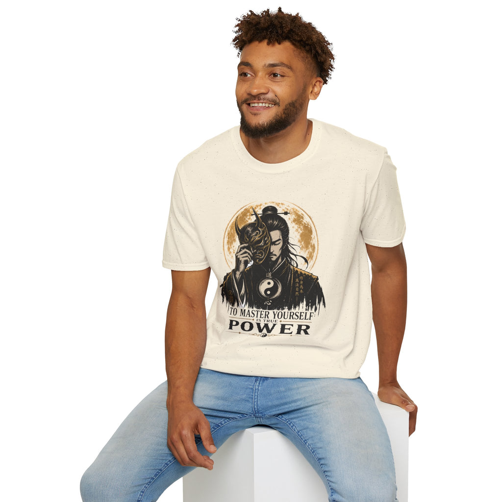 Samurai Mask Tee — "To Master Yourself Is Power" Graphic T-Shirt